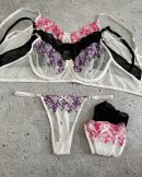 Conjunto Microtul Bordado Sexy Arco Tanga