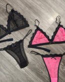 Conjunto Lenceria Bralette Microtul Tull Corpiño Tanga