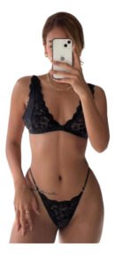 Conjunto Luanda Encaje 2 Piezas Tanga Mujer Sexy Lenceria