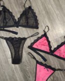 Conjunto Lenceria Bralette Microtul Tull Corpiño Tanga