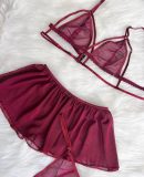 Conjunto 3 Piezas Sexy Lenceria Intima Tull Dobles Tiras