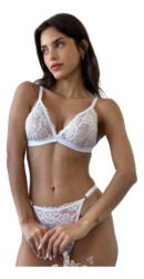 Conjunto Bralette De Encaje Con Cola Less Regulable