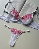 Conjunto Microtul Bordado Sexy Arco Tanga