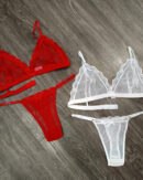 Conjunto Lenceria Bralette Microtul Tull Corpiño Tanga