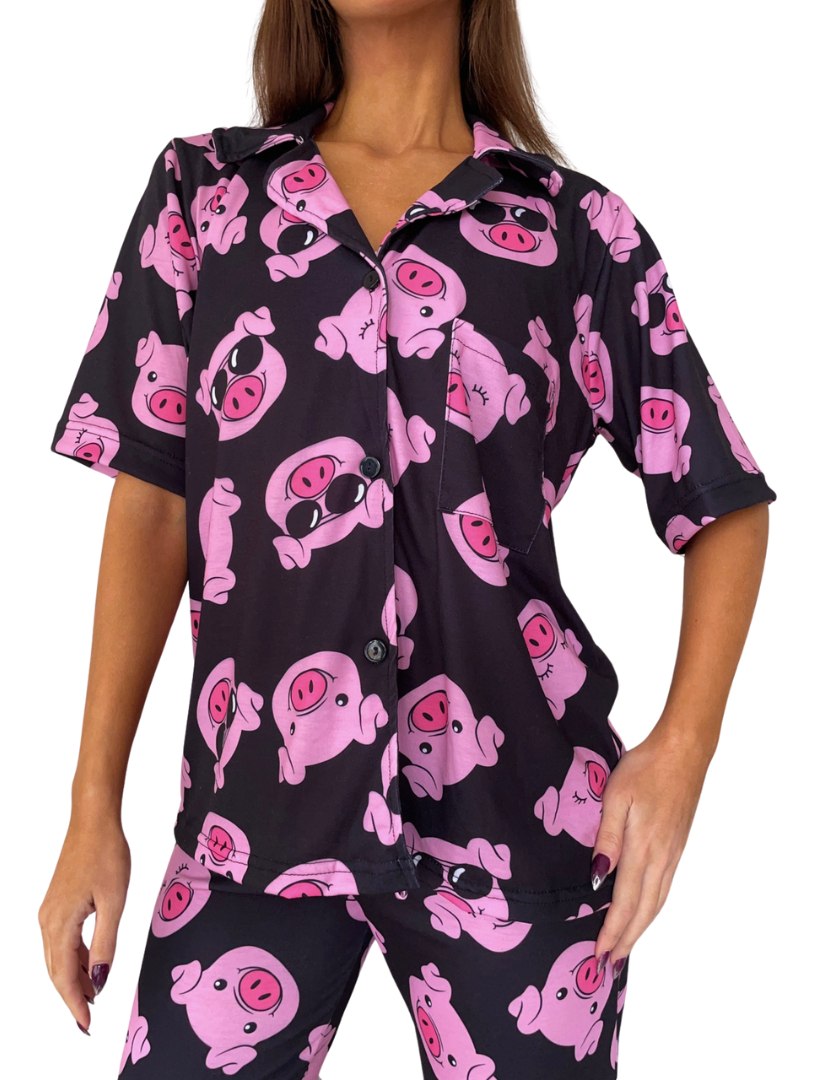 Pijama Mujer Premium Animados Camisa Super Amplios