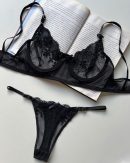 Conjunto Microtul Bordado Sexy Arco Tanga