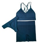 Conjunto Sports 3 Piezas Top + Colaless + Short Con Frunce