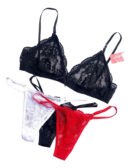 Conjunto Bralette De Encaje Con Cola Less Regulable
