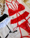 Conjunto 3 Piezas Sexy Lenceria Intima Arnes Encaje