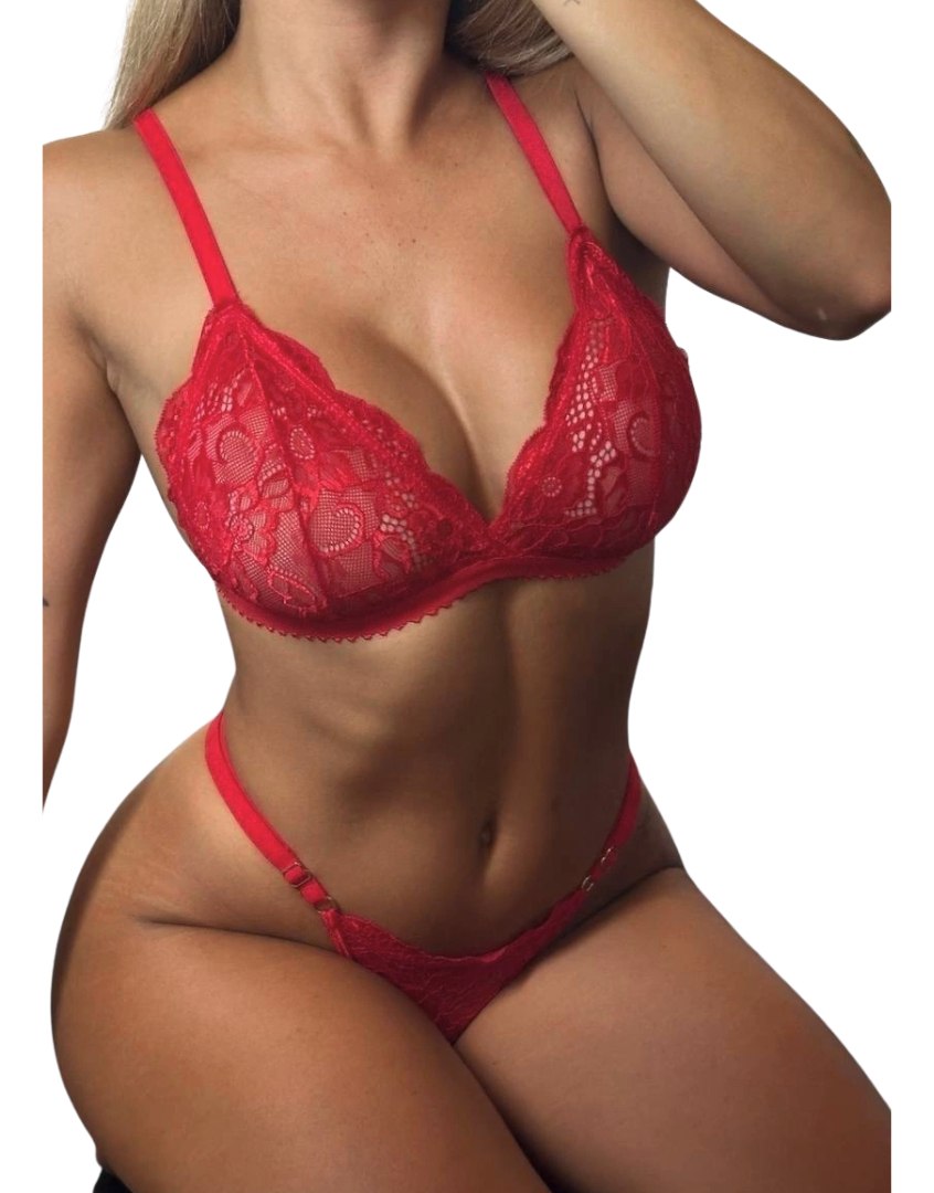 Conjunto Bralette Encaje Cola Less Regulable Sexy Tanga - Image 2