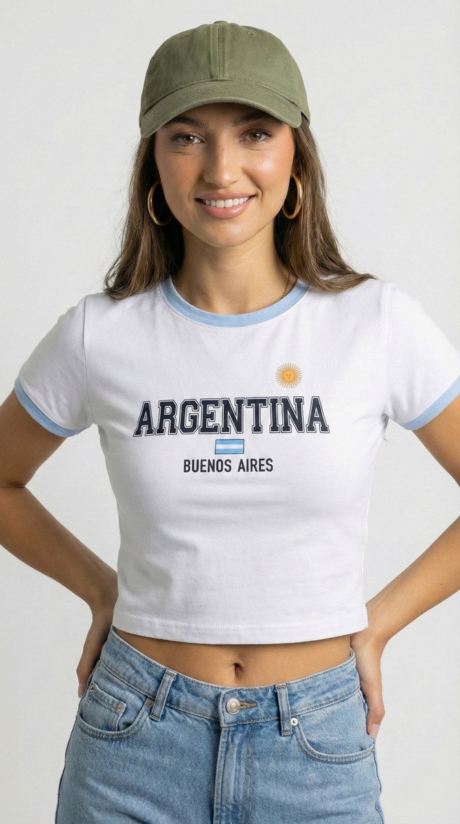 Remera Baby Tee Argentina Crop Top Verano Algodon Tendencia - Image 2