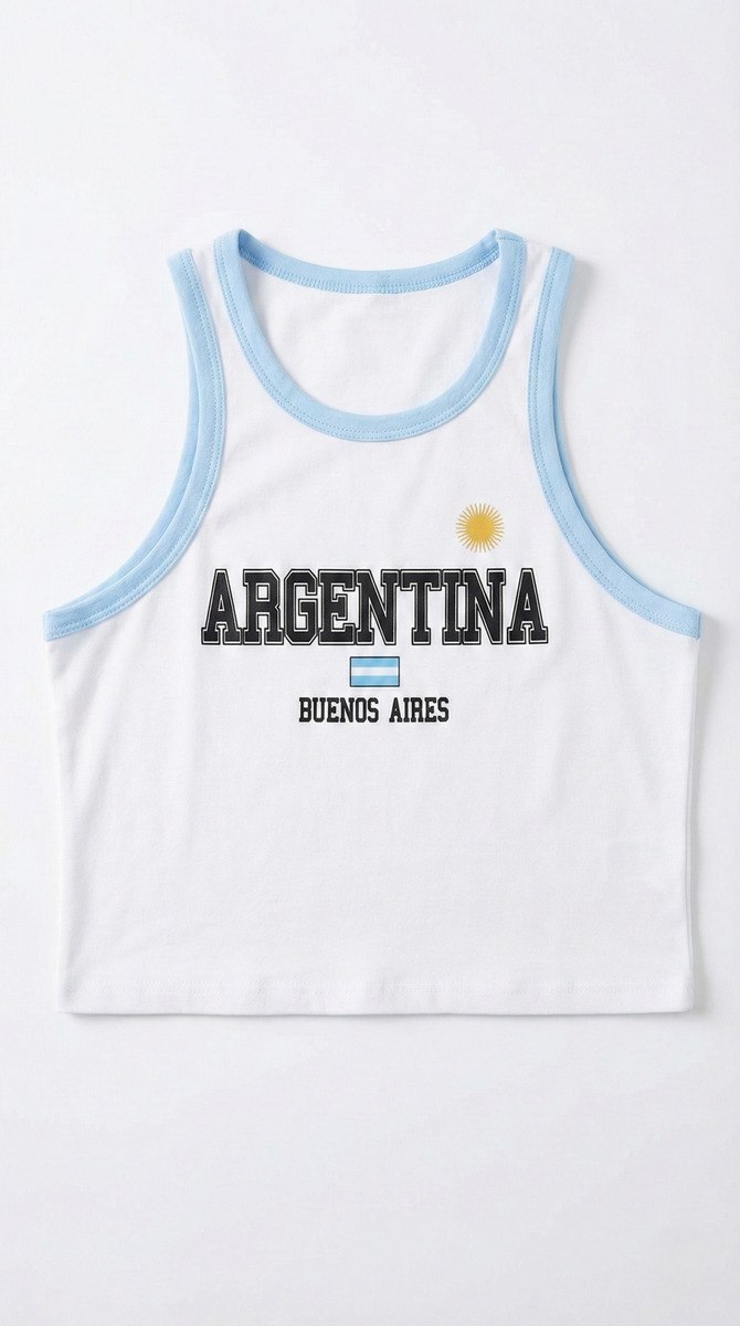 Musculosa Baby Tee Argentina Crop Top Verano Mujer Tendencia - Image 3