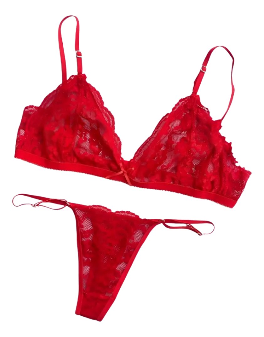 Conjunto Bralette Encaje Cola Less Regulable Sexy Tanga - Image 3