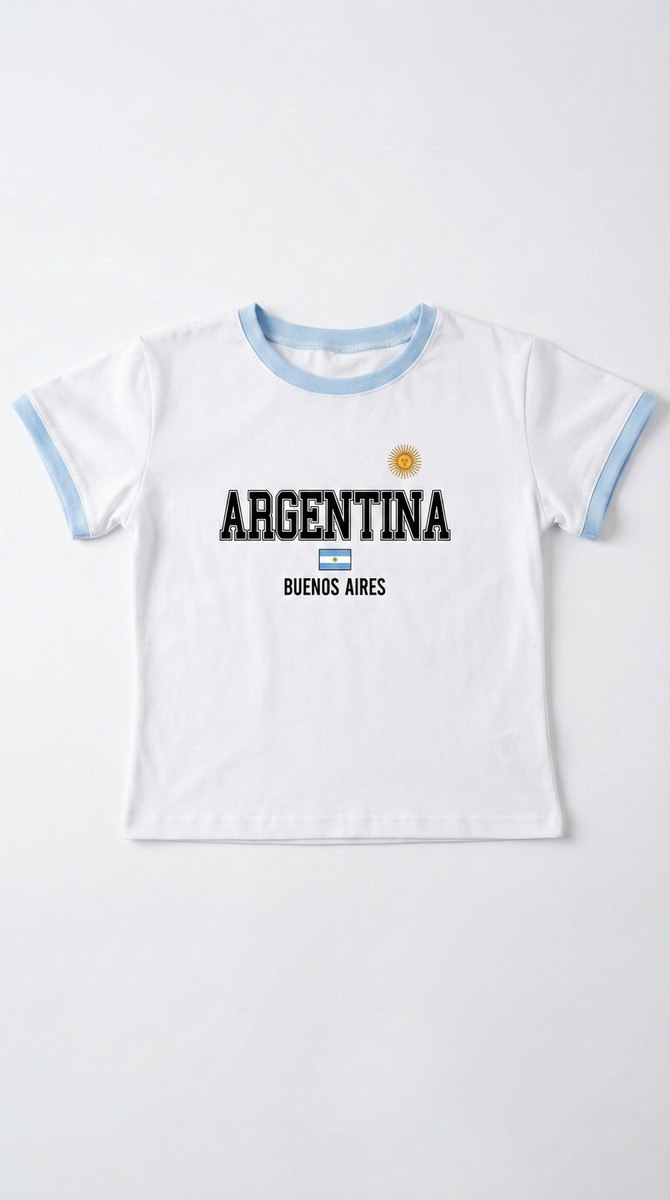 Remera Baby Tee Argentina Crop Top Verano Algodon Tendencia - Image 4