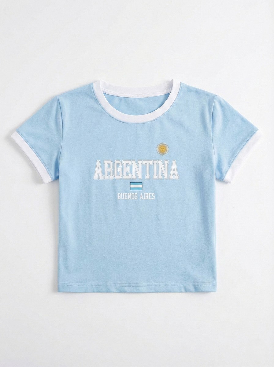 Remera Baby Tee Argentina Crop Top Verano Algodon Tendencia - Image 7